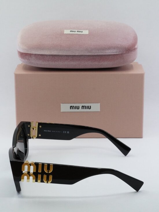 Miu Miu MU09WS 1AB5S0 Cat Eye Sunglasses – Black/Dark Grey
